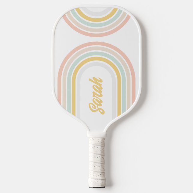 Modern Rainbow With Personalised Name Pickleball Paddle (Front)