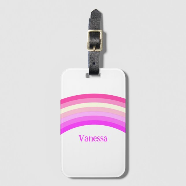 Modern rainbow woke custom personalised luggage tag (Front Vertical)