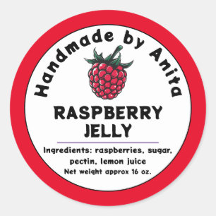 Modern Raspberry Jam or Jelly Canning Jar Label