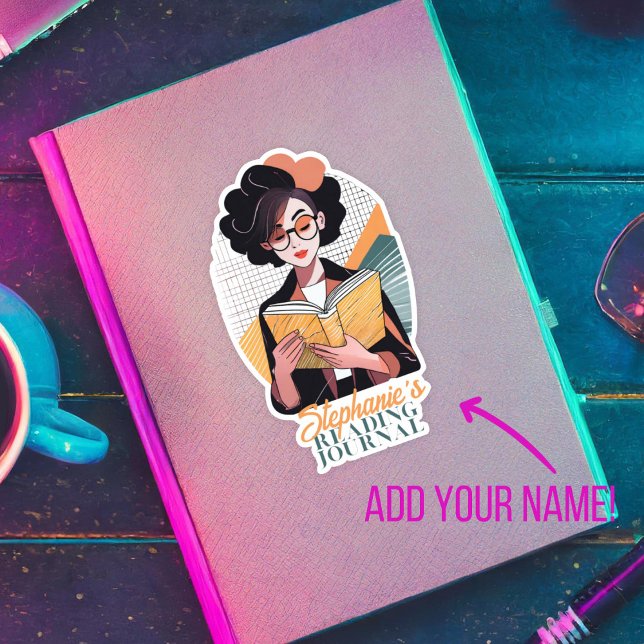 "Modern Reader" Custom Reading Journal Bookplate (Personalize reading journal bookplate sticker)