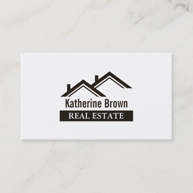 Modern Real Esate Brown Icon Realtor Photo Business Card (Front)