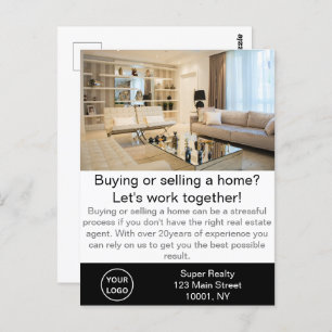 Modern Real Estate Agent Customisable  Postcard
