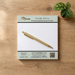 Modern Real Estate Agent Gold House Key QR Code Notepad