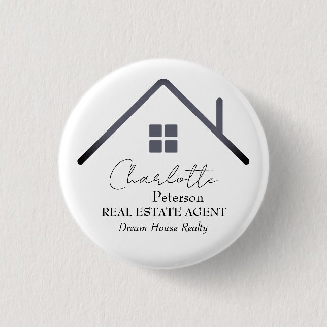 Modern Real Estate Agent Name Tag  3 Cm Round Badge (Front)