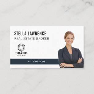 Modern Real Estate Agent Photo LOGO PRESENTATION Business Card