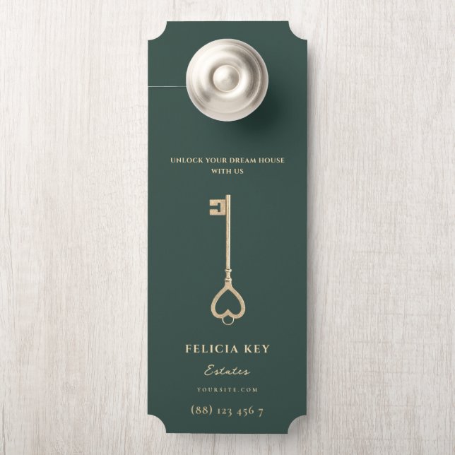 Modern Real Estate Agent QR Front Door Hanger (On Knob)