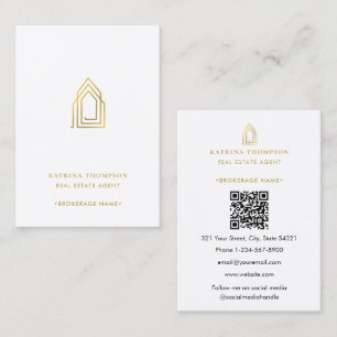 Modern Real Estate Agent Realtor Logo Gold Business Card