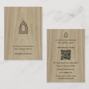 Modern Real Estate Agent Realtor Logo Wood Business Card