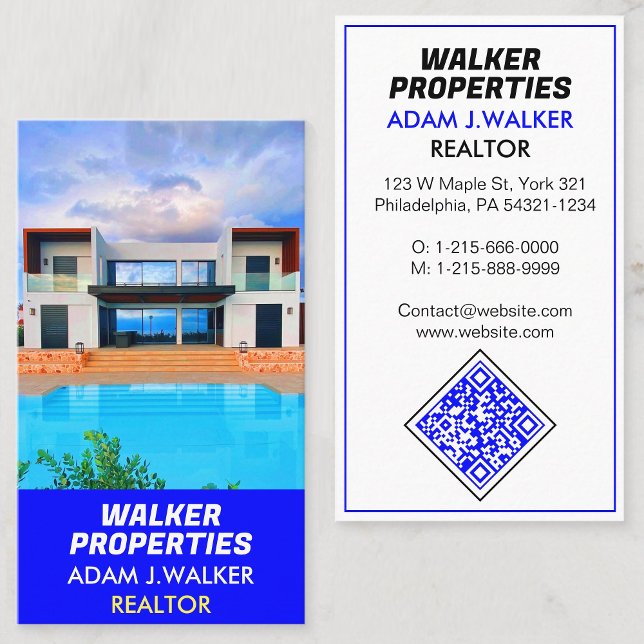 Modern Real Estate Agent (Realtors) Sell Buy QR Business Card (business card for realtors)