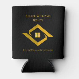 Modern Real Estate Black and gold custom logo Can Cooler