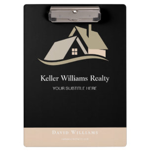 Modern Real Estate Black and gold custom logo Clipboard