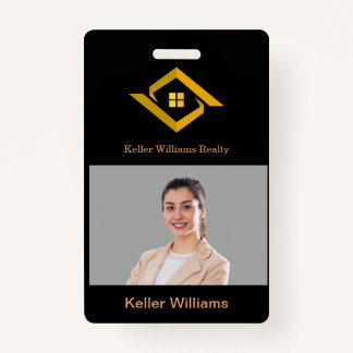 Modern Real Estate Black and gold custom logo  ID Badge