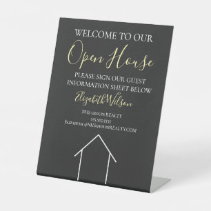 Modern Real Estate Black and white simple Pedestal Sign