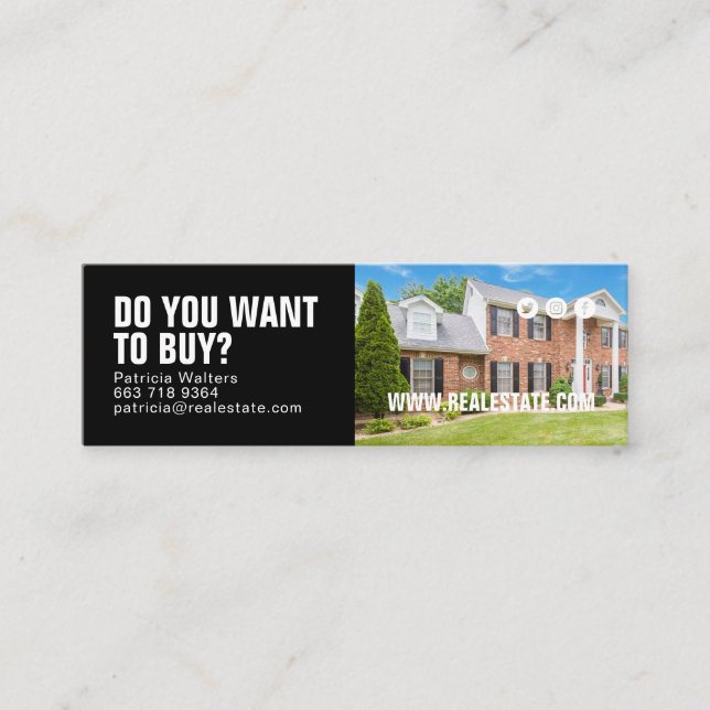 Modern real estate home photo professional realtor mini business card (Front)