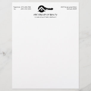 Modern Real Estate Key Logo Custom Letterhead
