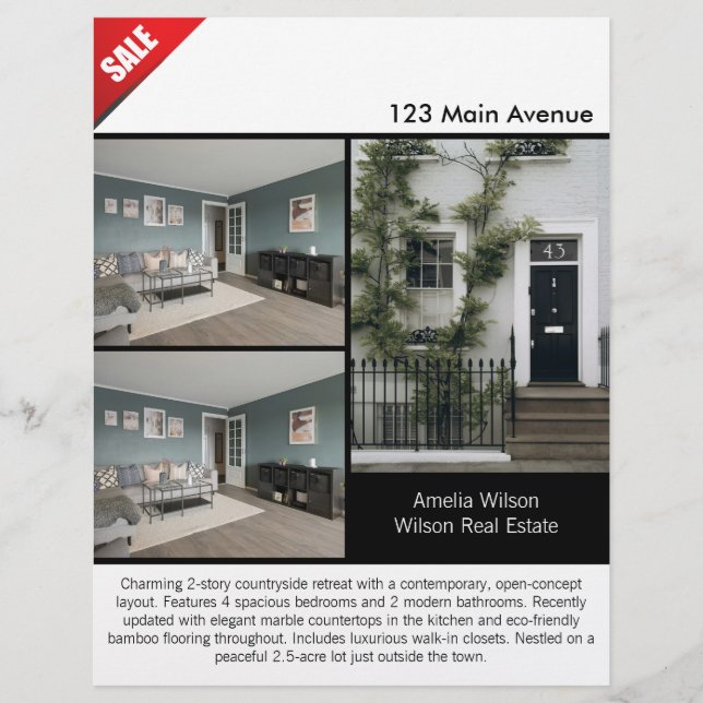 Modern Real Estate Listing 2-Sided Photo Flyer (Front)