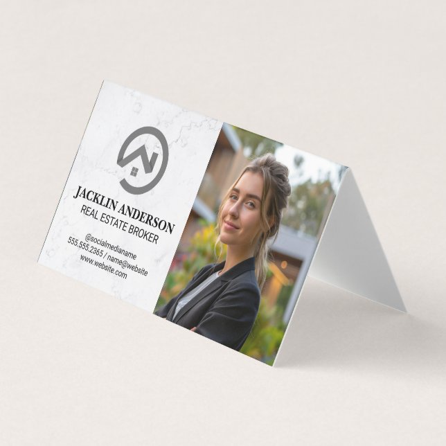 Modern Real Estate Logo | Business Woman Card (Front)
