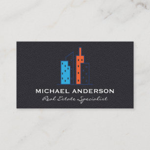 Modern Real Estate Logo   Leather Business Card