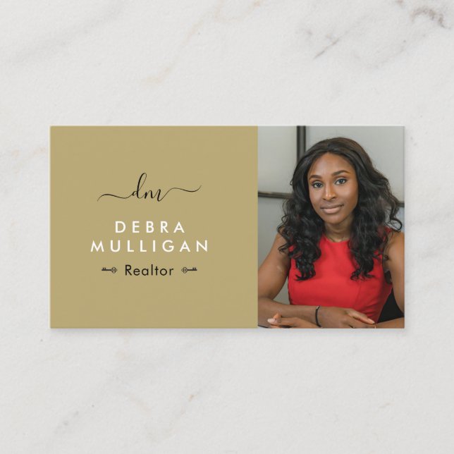 Modern Real Estate Monogram Business Card  (Front)