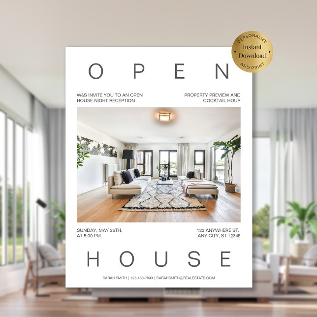Modern Real Estate Open House Invitation Template Flyer (Modern Real Estate Open House Invitation Template Flyer)