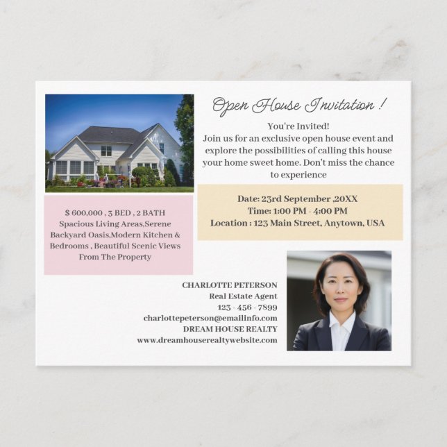 Modern Real Estate Open House Promotional Postcard (Front)