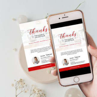 Modern Real Estate Open House Thank You Card