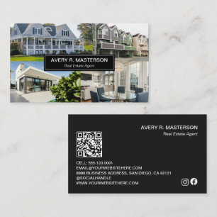 Modern Real Estate Photos QR Code Customisable Business Card
