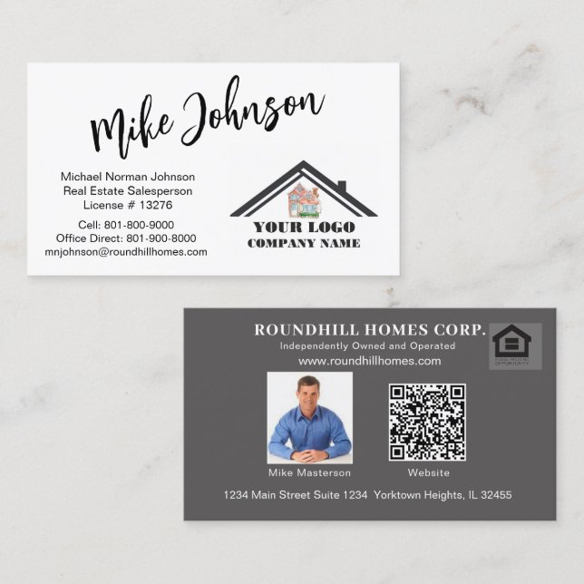 Modern Real Estate Professional Logo QR Code    Business Card (Front/Back)