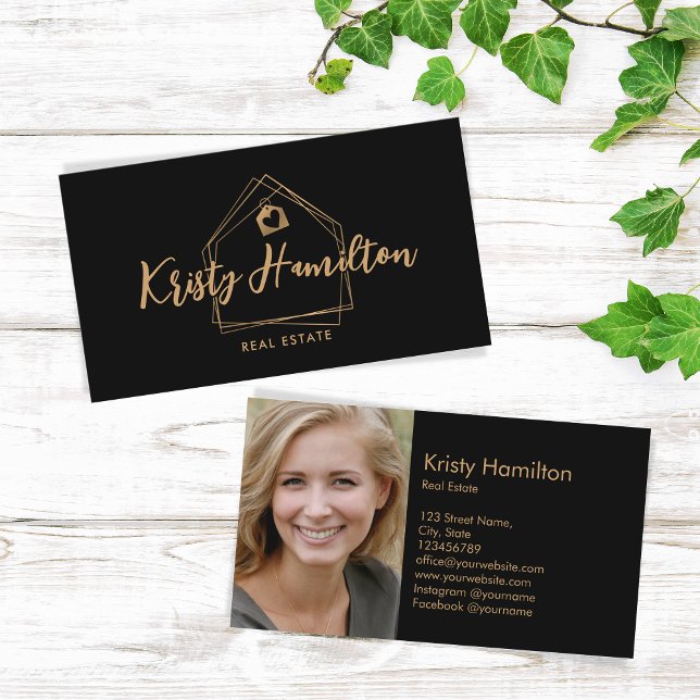 modern real estate professional realtor add photo business card (Creator Uploaded)