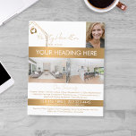 modern real estate professional realtor add photo flyer<br><div class="desc">real estate professional house realtor gold Business Card add your photo,  modern script font</div>