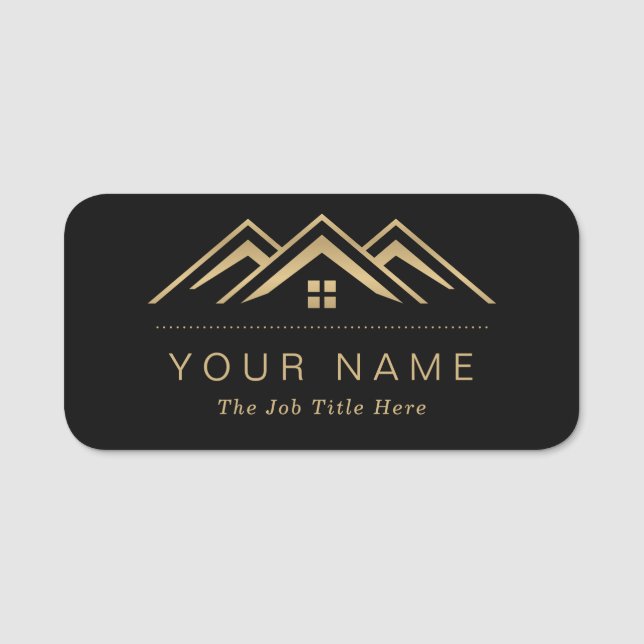 Modern Real Estate Promotional Realtor Logo Name Tag (Front)