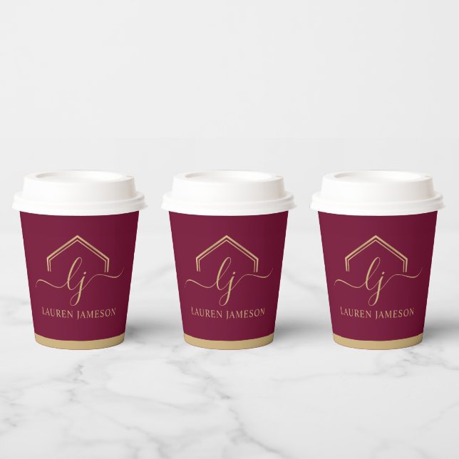 Modern Real Estate Promotional Realtor Logo Paper Cups (Multi)