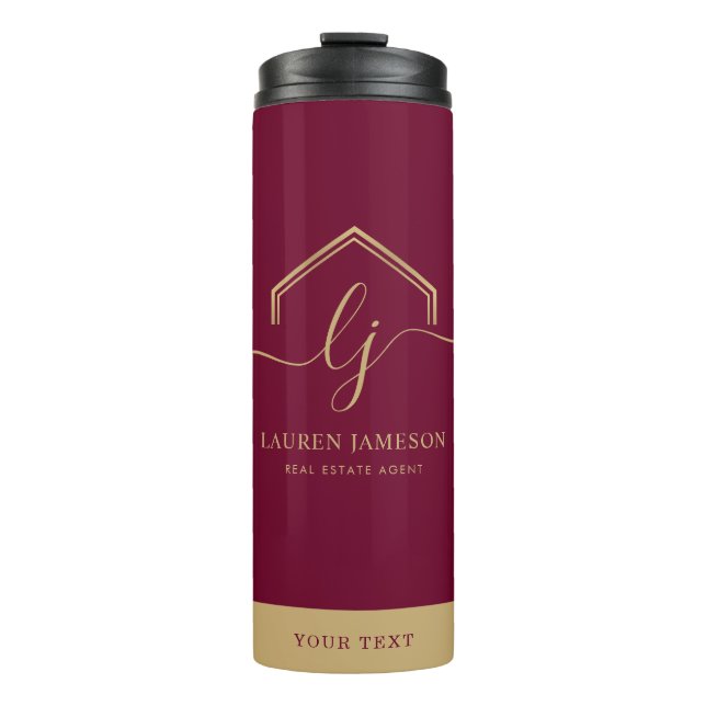 Modern Real Estate Promotional Realtor Logo Thermal Tumbler (Front)