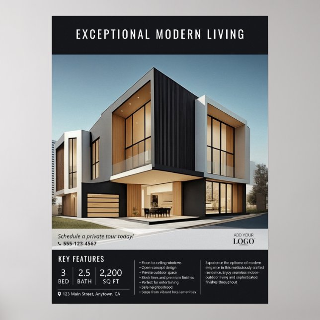 Modern Real Estate Property Listing Advertisement  Poster (Front)