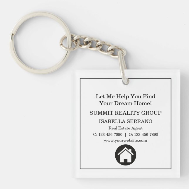 Modern Real Estate QR Code Marketing Key Ring (Front)