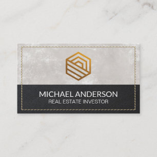 Modern Real Estate   Stitched Leather Business Card