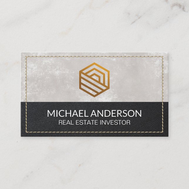 Modern Real Estate | Stitched Leather Business Card (Front)