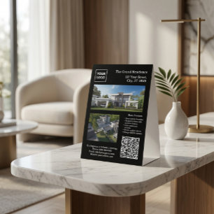 Modern Real Estate Table Tent Sign with QR Code