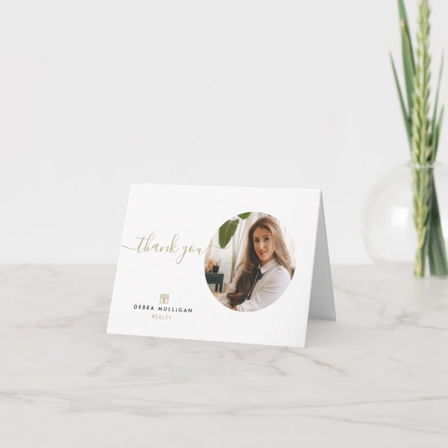 Modern Real Estate Thank You Card - Monogram (Front)