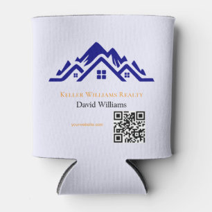 Modern Real Estate white and gold custom logo Can Cooler
