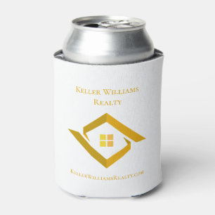 Modern Real Estate White and gold custom logo Can Cooler