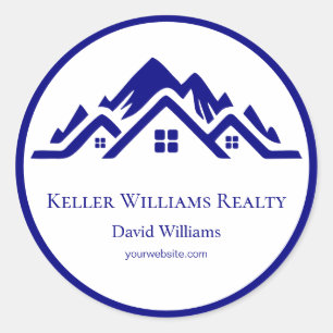 Modern Real Estate white and gold custom logo Classic Round Sticker
