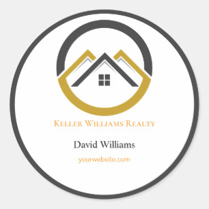 Modern Real Estate white and gold custom logo Classic Round Sticker