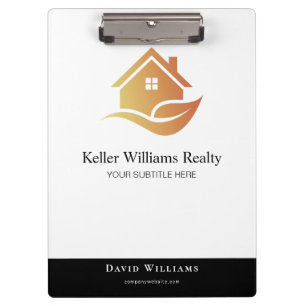 Modern Real Estate white and gold custom logo Clipboard
