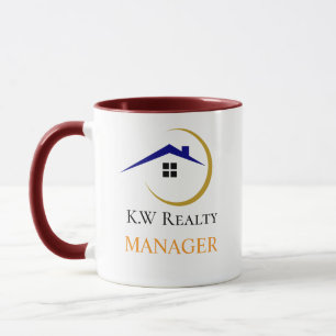 Modern Real Estate white and gold custom logo Mug