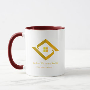 Modern Real Estate white and gold custom logo Mug