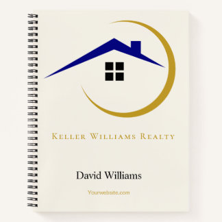 Modern Real Estate white and gold custom logo  Notebook