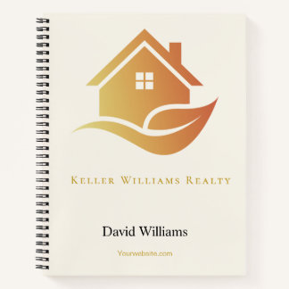 Modern Real Estate white and gold custom logo  Notebook