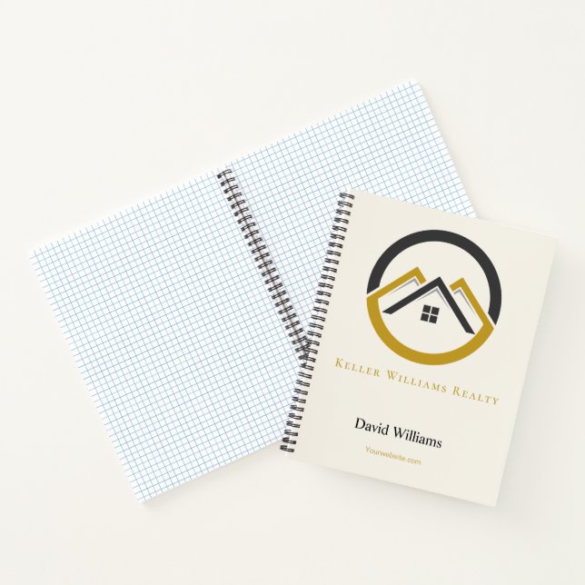 Modern Real Estate white and gold custom logo  Notebook (Inside)