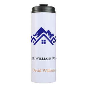 Modern Real Estate white and gold custom logo  Thermal Tumbler